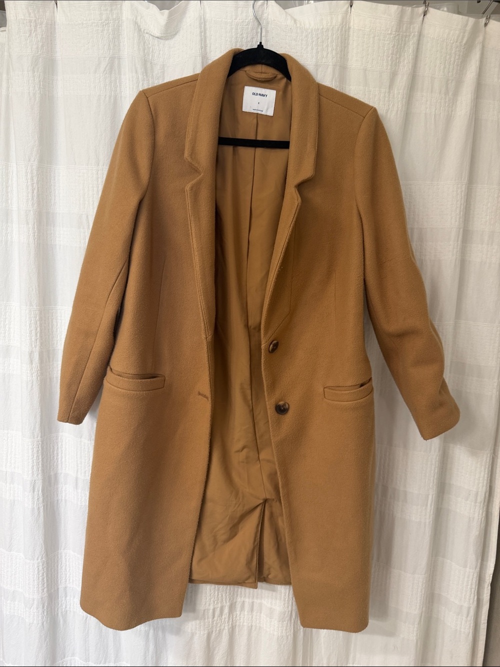 Old Navy Camel Single-Breasted Long Trench Coat